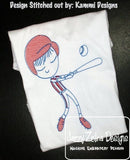 Swirly boy baseball sketch machine embroidery design
