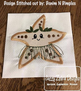 Boy Hula starfish appliqué machine embroidery design
