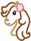 Horse with flower applique machine embroidery design