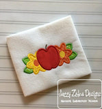 Apple and flowers appliqué machine embroidery design
