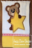Bear with Star appliqué machine embroidery design