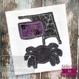 On the web saying spider shabby chic bean stitch appliqué machine embroidery design