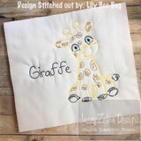 Baby Giraffe vintage stitch machine embroidery design