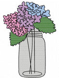 Jar with Hydrangeas sketch machine embroidery design