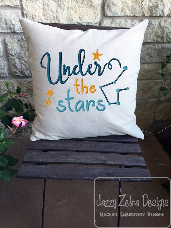 Under the stars saying machine embroidery design