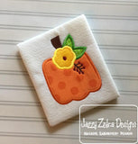 Pumpkin with flower appliqué machine embroidery design
