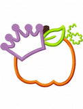 Pumpkin with crown appliqué machine embroidery design