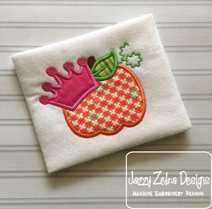 Pumpkin with crown appliqué machine embroidery design