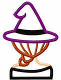 Witch back view appliqué machine embroidery design