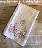 Octopus in ocean vintage stitch machine embroidery design
