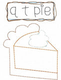 Q T pie saying pie slice shabby chic bean stitch appliqué machine embroidery design