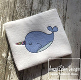 Narwhal sketch machine embroidery design