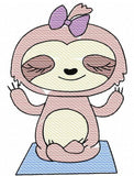 Sloth doing yoga sketch machine embroidery design