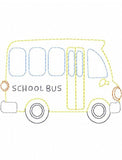 School bus vintage stitch machine embroidery design