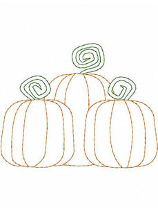 3 pumpkin vintage stitch machine embroidery design