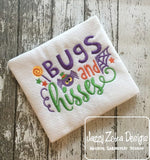 Bugs and hisses saying, Halloween machine embroidery design