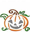 Jack-o-lantern pumpkin satin stitch outline machine embroidery design