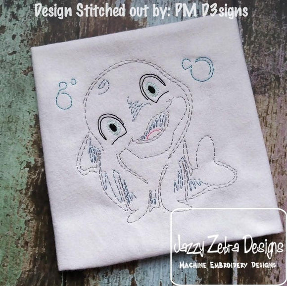 Baby Dolphin vintage stitch machine embroidery design