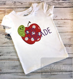 5th grade apple with worm appliqué machine embroidery design
