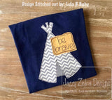 Be brave saying teepee shabby chic bean stitch appliqué machine embroidery design