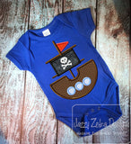 Pirate Ship appliqué machine embroidery design