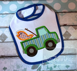 Truck with fishing pole and fish appliqué machine embroidery design