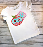 Super Hero Apple girl appliqué machine embroidery design