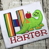 School Dinosaur appliqué machine embroidery design