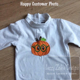 Pumpkin wearing glasses appliqué machine embroidery design