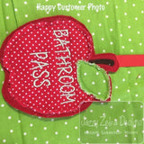 Apple Teacher hall Passes In The Hoop machine embroidery design