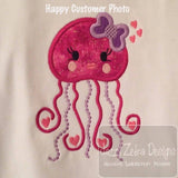 Jellyfish Valentine applique machine embroidery design
