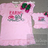 Farm Girl with tractor saying machine embroidery design