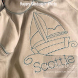 Sail Boat vintage stitch machine embroidery design