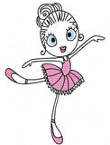 Swirly girl Ballerina Sketch machine embroidery design