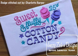 Sweet and Fluffy Cotton Candy saying machine embroidery design