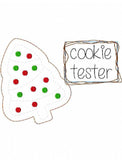 Cookie Tester saying Christmas cookie shabby chic bean stitch appliqué machine embroidery design
