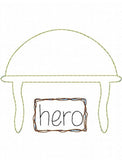 Hero saying Military helmet shabby chic bean stitch appliqué machine embroidery design
