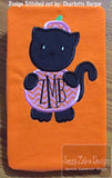 Halloween cat in pumpkin costume appliqué machine embroidery design