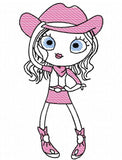 Swirly girl cowgirl sketch machine embroidery design