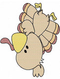 Turkey doing handstand sketch machine embroidery design