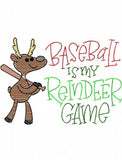 Baseball is my reindeer game sketch machine embroidery design