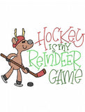 Hockey is my reindeer game saying Christmas sketch machine embroidery design