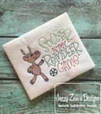 Soccer is my reindeer game sketch machine embroidery design