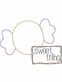 Sweet Thing saying Halloween candy shabby chic bean stitch applique machine embroidery design