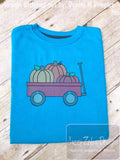 Pumpkins in wagon sketch machine embroidery design