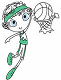 Swirly boy basketball sketch machine embroidery design