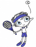 Swirly boy tennis sketch machine embroidery design