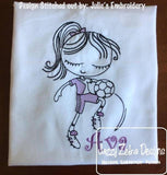 Swirly girl soccer sketch embroidery design