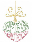 Joy to the world saying Christmas ornament vintage stitch machine embroidery design