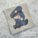 Boy police sketch machine embroidery design